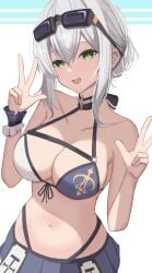 1girls adult adult_female back-tie_bikini back-tie_swimwear bare_arms bare_belly bare_chest bare_hands bare_hips bare_midriff bare_navel bare_shoulders bare_skin belly belly_button big_breasts bikini bikini_bottom bikini_only bikini_top breasts busty busty_female busty_girl character_request cleavage collarbone copyright_request double_peace_sign double_v_sign elbows exposed_arms exposed_belly exposed_chest exposed_hips exposed_midriff exposed_navel exposed_shoulders exposed_skin female female_focus female_only fingers front-tie_bikini front-tie_bikini_top green_eyes green_eyes_female hair_between_eyes hair_bun halterneck head_tilt high_resolution highres large_breasts lean_figure long_hair looking_at_viewer mature mature_female midriff narrow_waist navel ok_sign open_mouth open_mouth_smile parted_lips peace_sign shoulders sidelocks sign simple_background skirt slender_body slender_waist slim_waist smile smiley_face smiling smiling_at_viewer solo standing string_bikini sunglasses sunglasses_on_forehead sunglasses_on_head swimsuit swimwear tilted_head tongue upper_body v v_sign wabi_illust white_background white_eyebrows white_hair white_hair_female