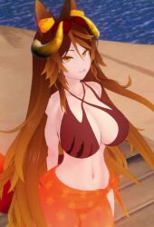 1girls 3d animated beach big_breasts bikini breasts deluxe_rosie female female_only horns indie_virtual_youtuber light-skinned_female light_skin looking_at_viewer loop looping_animation multicolored_hair no_sound outdoors sinder_(vtuber) smile sunglasses sunglasses_on_head tagme video virtual_youtuber wolf_ears wolf_girl wolf_tail