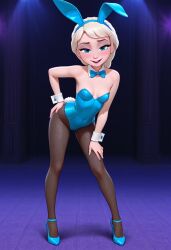 aged_down ai_generated bunny_ears bunnysuit disney elsa_(frozen) female frozen_(film) frozen_2 playboy_bunny shortstack solo solo_female young young_elsa young_elsa_(frozen) young_female