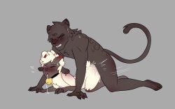 anal bell_collar blush cult_of_the_lamb cum cum_inside fruitlooms furry furry_male gay_sex lamb_(cult_of_the_lamb) male narinder panther