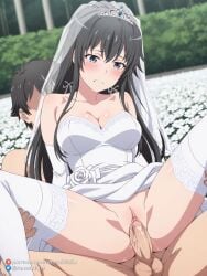 1girls ai_generated anime black_hair blue_eyes breasts clothed_sex large_breasts my_teen_romantic_comedy_snafu oregairu patreon_logo patreon_username pussy ranwai2025x sex uncensored vagina vaginal_penetration vaginal_sex watermark wedding_dress yukinoshita_yukino
