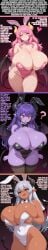 3girls ai_generated ass bare_arms bare_legs bare_shoulders bare_thighs big_ass big_breasts bowtie breast_grab breast_squeeze breasts breasts_bigger_than_head breasts_focus breasts_out brown_body brown_eyes brown_skin bunny_costume bunny_ears bunny_girl bunnysuit caption captioned clothed clothing comic curious curvaceous curvy curvy_body curvy_female curvy_figure cute cute_face dark-skinned_female dark_skin demon demon_girl demon_horns demon_humanoid demon_tail demon_wings demoness dialog dialogue dommy_mommy elleth_(ftggtgg) english english_text enormous_breasts female fishnet fishnet_legwear fishnets ftggtgg gentle_mommy gigantic_breasts hand_on_breast happy happy_female happy_trail high_quality high_resolution highres horn horns horny horny_female huge_ass huge_breasts large_ass large_breasts light-skinned_female light_skin long_hair looking_at_viewer lust massive_breasts mature mature_female milf mili_(ftggtgg) mommy mommy_kink monster_girl multiple_girls nori_(ftggtgg) only_female original_character original_characters pink_eyes pink_hair purple_body purple_hair purple_skin rabbit_ears rabbit_girl ready_to_fuck seductive seductive_eyes seductive_look seductive_mouth seductive_pose seductive_smile shortstack silver_hair smile smiling smug smug_face story story_in_picture straight straight_hair strapless succubi succubus succubus_horns succubus_queen succubus_tail succubus_wings text thick thick_ass thick_hips thick_legs thick_thighs thigh_highs thighhighs thighs tight_clothes tight_clothing tight_fit voluptuous voluptuous_female wide_hips
