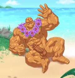 2025 4_fingers 4_toes abs balls barazoku beach ben_grimm bodily_fluids elemental_creature elemental_humanoid erection feet fingers flower_necklace genital_fluids genitals gesture grass humanoid humanoid_feet humanoid_genitalia humanoid_hands humanoid_penis male mineral_fauna mineral_humanoid muscular muscular_humanoid muscular_male nipples nude nude_humanoid orange_arms orange_balls orange_body orange_chest orange_feet orange_fingers orange_hands orange_head orange_legs orange_nipples orange_penis orange_toes pecs penis plant plantigrade precum quuynart rock rock_creature rock_humanoid sea smile the_thing_(marvel) toes water waving