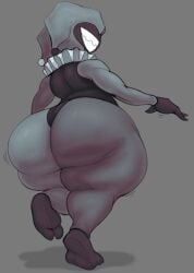2d 2d_artwork ambiguous_gender ambiguous_only ambiguous_species ass ass ass_bigger_than_head ass_bigger_than_torso ass_focus big_ass big_butt butt_focus clothed clothing fat_ass fat_butt feet frills grin grinning grinning_at_viewer hat headwear huge_ass huge_butt jester jester_hat jester_outfit locitony looking_at_viewer looking_back motion_lines no_eyes no_genitals no_pants no_sex nonhuman oc smile standing unknown_character walking