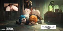 2girls ai_generated anal anal_insertion anal_sex anal_sex arcane arcane_jinx ass_up blue_hair cartoon cum from_behind from_behind_position fucked_from_behind fucked_into_submission fucked_senseless fucked_silly jinx_(league_of_legends) orgasm orgasm_face penetration penile_penetration penis penis_in_pussy petite petite_body petite_female pussy sex sex_from_behind sexual_intercourse text