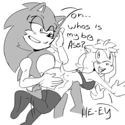 amy_rose ass blush bottomless bra bra_only gloves looking_at_another luibangban lying medium_hair no_panties playing sitting socks sonamy sonic_the_hedgehog sonic_the_hedgehog_(series) spanking tail