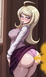 ai_generated akamatsu_kaede ass ass_focus big_ass big_breasts big_hips breasts danganronpa danganronpa_(series) danganronpa_v3 danganronpa_v3:_killing_harmony fart fart_cloud fart_fetish fart_torture farting farting_on_another kaede_akamatsu skirt_lift