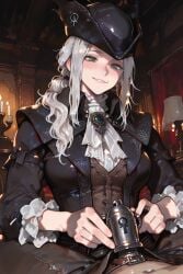 1boy 1boy1girl 1female 1girls 2025 ai_assisted ai_generated anime_style background black_clothing bloodborne blush blush blush_lines blushing_at_viewer blushing_female breasts chastity_cage chastity_device clothed clothed_female clothing collar corrupted female female female_focus fromsoftware goth goth_girl gothic green_eyes lady_maria_of_the_astral_clocktower light-skinned_female light_skin looking_at_viewer male male/female mocking mocking_viewer penis ponytail queen_of_spades room small_penis smile smiling smiling_at_viewer tagme tricorne uncensored undressing_partner video_game video_game_character video_game_franchise video_games white_hair