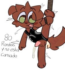 2d animal_genitalia animal_penis anthro canid canine canine_genitalia canine_penis canis clothing collar dancing domestic_dog dreamy_(character) femboy genitals hole_(anatomy) ki latex latex_clothing lefthighkick lying male male/male mammal mrdreams on_front paws penis prostitution sex sex_toy solo