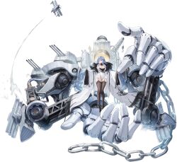 absurdly_long_hair azur_lane bare_shoulders black_footwear black_thighhighs blue_eyes blue_hair breasts cg chains cleavage coat female full_body fur-trimmed_coat fur_trim groin hair_ornament high_heels large_breasts leotard long_hair long_sleeves looking_at_viewer machinery official_art open_clothes open_coat rigging smile solo standing thighhighs turret very_long_hair voroshilov_(azur_lane) white_coat white_dress white_leotard wide_sleeves