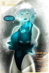 big_breasts blue_eyes breasts bulge dc dc_comics description female finger_loop_gloves hakumonji killer_frost lace_gloves makeup nipples short_hair tagme text tight_clothing white_hair