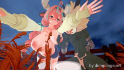 3d animated breast_grab breasts_out dumplingsun9 genshin_impact hilichurls_(species) koikatsu milking milking_breasts varesa_(genshin_impact)