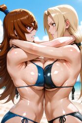 2girls 2milfs ai_generated athletic athletic_female beach big_breasts bikini blonde_female blonde_hair blonde_hair_female breasts brown_hair catfight fight huge_breasts mei_terumi milf milf_on_milf milfs naruto naruto_(series) naruto_shippuden sand sea seaside shore shoreline tsunade wrestling wrestlingryona yuri