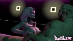 3d 3d_(artwork) 3d_animation 3d_model animated breasts dualfaceart gif large_breasts milf mortal_kombat mortal_kombat_x netherrealm_studios onagi outercourse paizuri penis penis_between_breasts sindel titfuck titjob white_hair