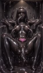 ahe_gao ai_generated bodysuit corruption drone dronification encasement female_only latex liquid_latex slime tentacle