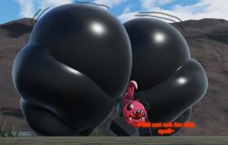 1boy 3d 3d_(artwork) arched_back ass_bigger_than_head ass_expansion ass_focus ass_growth ass_up bandana big_ass big_ass_(male) big_butt big_thighs black_body bottomless dialogue drakobloxxer femboizerpy fiare_(femboizerpy) glistening_body glistening_butt growth hi_res hoodie horns huge_ass huge_legs huge_thighs hyper hyper_ass hyper_legs hyper_thighs jack-o_pose jiggling_ass male male_only motion_lines red_clothing red_eyes roblox robloxian shiny_skin solo spell text thick_ass thick_thighs thigh_expansion thigh_growth unrealistic_proportions unwilling