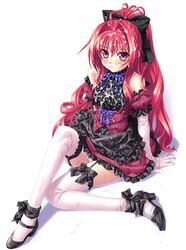 bow bukkake corticarte_apa_lagranges cum cum_on_body cum_on_clothes cum_on_hair cum_on_leg cum_on_lower_body cum_on_shoes facial frills garter_belt gothic hairbow high_heels hyperdimension_neptunia kannatsuki_noboru lingerie long_hair panties pantyshot ponytail red_eyes red_hair ribbon shinkyoku_soukai_polyphonica shoes thighhighs tied_hair underwear