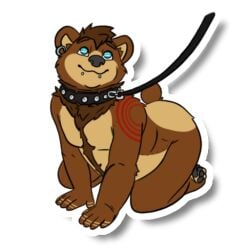 bear blue_eyes chubby collar cute cute_face earring earrings furry furry_male kaito kaitobear kaitobearart kinky kneeling leash leash_and_collar leather looking_at_viewer male muscular petplay piercing snakebite_piercing spike spiked_collar spikes tattoo tattoos walking
