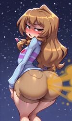 ai_generated aisaka aisaka_taiga ass ass_focus big_ass big_hips fart fart_cloud fart_fetish farting farting_in_face frisk_(undertale) frisk_outfit taiga taiga_aisaka toradora! undertale undertale_au