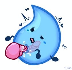 1girls 2025 battle_for_dream_island bfdi blush color dildo dildo_in_pussy drooling female female_only half-closed_eyes heart_symbol ibispaintx movement_lines non-human pussy pussy_juice see-through sex_toy simple_shading solo teardrop_(bfdi) watermark white_background