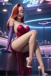 1girls 2boys ai_generated alcohol artist_name bar_(place) bare_shoulders bottle breasts brown_hair closed_eyes cocktail_dress cup dress drinking_glass earrings elbow_gloves eyeshadow feet female full_body gloves hair_over_one_eye hi_res high_heels indoors jessica_rabbit jewelry large_breasts legs lipstick long_hair makeup male multiple_boys no_panties patreon_logo patreon_username purple_eyeshadow purple_gloves pussy r34arts red_dress red_hair red_lips side_slit sitting solo_focus stiletto_heels strapless strapless_dress toes uncensored who_framed_roger_rabbit wine_glass