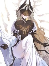 areolae artist_request breasts covered_eyes energy_wings female female halo see-through see-through_clothing