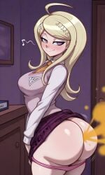 ai_generated akamatsu_kaede ass ass_focus big_ass big_breasts big_hips breasts danganronpa danganronpa_(series) danganronpa_v3 danganronpa_v3:_killing_harmony fart fart_cloud fart_fetish fart_torture farting farting_on_another kaede_akamatsu panties_down skirt_lift