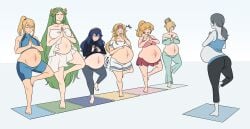 7girls a_link_between_worlds big_belly big_breasts bloated_belly blonde_hair blush breasts burping cleavage clothed clothing crossover embarrassed female female_focus female_only fetal_movement fire_emblem fire_emblem_awakening gassy green_hair kaijinx kid_icarus kid_icarus_uprising long_hair lucina_(fire_emblem) mario_(series) metroid milf multiple_girls navel nintendo outie_navel palutena pregnant princess_peach princess_rosalina princess_zelda rumbling_stomach samus_aran super_mario_galaxy super_smash_bros. super_smash_bros._ultimate the_legend_of_zelda uncomfortable wii wii_fit wii_fit_trainer wii_fit_trainer_(female) yoga yoga_mat zelda_(a_link_between_worlds) zero_suit_samus