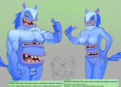 1boy 1girls 2d 4_fingers anthro anthrofied artist_upload auglur balls bara big_blue_bubble bisexual blarret blue_balls blue_body blue_fur body_markings breasts claws commentary_request ethereal_monster ethereal_workshop evilevilevil female ferret flexing furry gradient_background green_eyes green_sclera half-closed_eyes male monster monster_boy monster_girl multi_mouth mustelid my_singing_monsters no_humans no_nipples non-human non-human_only penis plantigrade purple_eyelids purple_lips request round_teeth self_upload sheath simple_background smiling smiling_at_viewer stomach_mouth