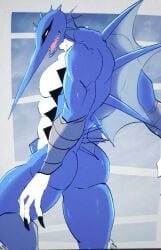 1boy abs anthro ass bara big_muscles big_pecs billfish blue_body butt_focus choujin claws daddy dilf fangs fin fish gills hi_res hunk istiophoriform kinnikuman long_nose male marine marlinman muscles muscular muscular_anthro muscular_male nude pecs samuraineko69 solo swordfish teeth ultimate_muscle yaoi