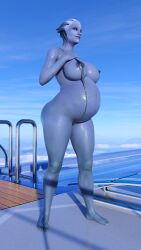 1girls 2023 3d abs alien_girl asari bare_shoulders bikini blue_body blue_skin blue_sky bottomless breasts clothed clothed_female clouds female female_only fit fit_female guidugalle guimontag lactation liara_t'soni mass_effect nipples pregnant pregnant_belly pregnant_female pussy rigid3d scales sci-fi sling_bikini solo solo_female summer