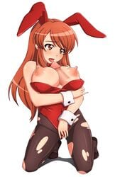 animal_ear asahina_mikuru blush breasts brown_hair bunny_ear bunnysuit censored erect_nipples fellatio female huge_breasts human kneeling licking licking_penis long_hair magic_penis male masturbation nipples oral paizuri pantyhose penis penis_lick pinky_out puffy_nipples straight suzumiya_haruhi_no_yuuutsu torn_clothes torn_pantyhose wrist_cuffs yoohi