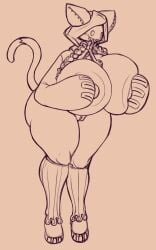 2020 animal_humanoid arc_system_works areola ass big_areola big_breasts big_butt big_nipples blazblue bottomless bottomless_female bottomless_humanoid braided_hair breast_squish breasts cat_humanoid clitoris clothed clothing digital_media_(artwork) dipstick_tail felid felid_humanoid feline feline_humanoid female female_humanoid footwear genitals grin hair hi_res hoodie huge_areola huge_breasts humanoid humanoid_genitalia humanoid_vulva hyper hyper_breasts ichduhernz kaka_(blazblue) leg_warmers legwear looking_at_breasts looking_at_own_breasts looking_at_self looking_down looking_down_at_breasts mammal mammal_humanoid markings monochrome nipples open_clothing open_hoodie open_topwear platform_footwear platform_shoes sharp_teeth shoes smile solo squish standing tail tail_markings taokaka teeth thick_thighs topwear twin_braids twintails vulva wide_hipped_female wide_hipped_humanoid wide_hips zipper