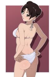 1girls ass ass_focus bikini bikini_bottom bikini_top breasts brown_eyes brown_hair female female_focus female_only hair_buns hi_res high_resolution highres light-skinned_female light_skin lips lipstick makeup monyamonya78 naruto naruto_(classic) naruto_(series) pale-skinned_female pale_skin panties petite pink_lips pink_lipstick pinup plain_background pose posing presenting_ass presenting_butt shounen_jump simple_background small_breasts solo solo_female solo_focus standing swimsuit tenten tied_hair white_bikini white_bikini_bottom white_bikini_top white_swimsuit