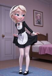 aged_down ai_generated disney elsa_(frozen) female frozen_(film) frozen_2 maid maid_headdress maid_outfit shortstack solo solo_female young young_elsa young_elsa_(frozen) young_female,