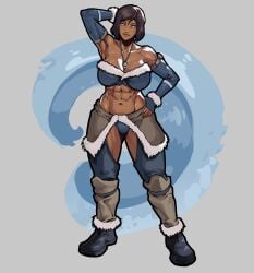 1girls abs absurd_res alternate_version_available armpit armpits arms_up athletic athletic_female avatar_legends bare_midriff bare_shoulders biceps big_breasts blue_eyes boots bra breasts brown_hair busty dark-skinned_female dark_skin elbow_gloves equinox006 female female_only full_body fully_clothed hi_res hourglass_figure korra muscle_tone muscular muscular_female necklace nickelodeon pinup pinup_pose pose posing short_hair solo the_avatar the_legend_of_korra thong toned toned_female water_tribe wide_hips