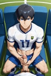 ai_generated bara blue_lock donaglaciada gay isagi_yoichi male male_focus male_only muscular muscular_male