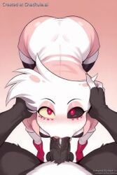 ai_generated angel_dust angel_dust_(hazbin_hotel) blowjob deepthroat eye_contact fellatio hazbin_hotel huge_cock male/female no_sound oral oral_sex penis pov pov_male sucking sucking_penis tagme video