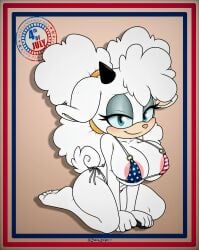 absurd_res american_flag american_flag_bikini anthro bikini bikini_bottom bikini_top bovid caprine chaosknight_1 clothing female flag_bikini hi_res idw_publishing lanolin_the_sheep mammal sega sheep simple_background solo sonic_the_hedgehog_(comics) sonic_the_hedgehog_(idw) sonic_the_hedgehog_(series) swimwear text two-piece_swimsuit united_states_of_america