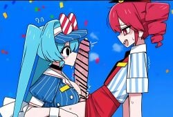 1futa ?! ai_generated black_eyes chimera confetti day female grabbing_penis hatsune_miku heavy_breathing high_quality high_resolution hypnotized_female kasane_teto mesmerizer_(vocaloid) mesmerizer_miku mesmerizer_teto penis penis_on_face penis_to_mouth precum precum_drip sharp_teeth unfazed veiny_penis
