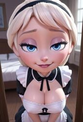 aged_down ai_generated disney elsa_(frozen) female frozen_(film) frozen_2 maid maid_headdress maid_outfit shortstack solo solo_female young young_elsa young_elsa_(frozen) young_female