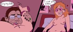 2boys chubby_male cunnilingus cuntboy/male dialogue eating_pussy fat_male femboy gay glasses josh_levy long_hair oral oral_sex original original_character pussy self_insert self_upload smiling smiling_at_partner the_eltingville_club transgender_male twink wholesome wholesome_sex