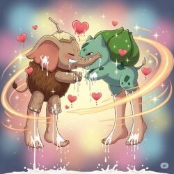 ai_generated blush brainrot bulbasaur coconut elephant feet female flying heart kissing love milk nintendo no_humans no_panties pokemon pride_month sexy sexy_body