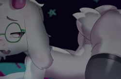 2d ambiguous_penetration anal anal_sex animated anthro anthro_male ass bedroom big_ass bottom_heavy bubble_butt deltarune doggy_style femboy furry glasses goat horns kris_(deltarune) male male_on_male male_only penetration ralsei ralsei_with_white_fur ripped_thighhighs shigeonsfw sound star tagme teztaz thick_thighs video voice_acted wide_hips