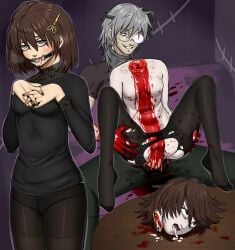 before_and_after before_sex beheading blood_splatter breasts cum_in_mouth death female female_death franken_stein guro headless headless_woman hetero_sex mouth_gag murdered necrophilia open_mouth pantyhose pussy ripped_pantyhose selfship selfshipping sex small_breasts soul_eater straight vaginal_penetration vaginal_sex yumeship yumeshipping