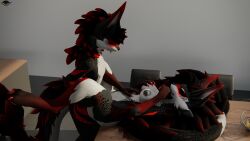 3d_(artwork) 4k 9:16 absurd_res anthro ass big_breasts bite blender_(artwork) blush bottomwear breasts canid canid_demon canine clothing demon detailed_background digital_media_(artwork) duo eye_contact eyeliner female freckled_arms freckled_breasts freckled_butt freckled_chest freckled_face freckled_legs freckled_shoulders freckled_thighs freckles furniture hand_on_belly hand_on_breast hand_on_butt hand_on_leg hellhound hi_res highlights_(coloring) hound_(hound_helldan) hound_helldan hybrid incest_(lore) jennifer_(hound_helldan) looking_at_another lying makeup male male/female mammal markings mother_(lore) mother_and_child_(lore) mother_and_son_(lore) mythological_canine mythological_creature mythology novabeast on_back on_table pants parent_(lore) parent_and_child_(lore) parent_and_son_(lore) penetration pussy red_eyeliner red_eyes red_highlights self_bite son_(lore) table tail vaginal_penetration watermark