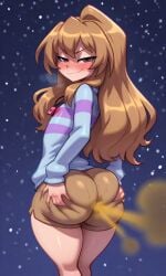 ai_generated aisaka aisaka_taiga ass ass_focus big_ass big_hips fart fart_cloud fart_fetish farting farting_in_face frisk_(undertale) frisk_outfit taiga taiga_aisaka toradora! undertale undertale_au