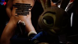 3d 3d_(artwork) anthro blender_(artwork) blender_cycles clothing digital_media_(artwork) disney feet female foot_fetish foot_play footjob fur genitals hi_res human judy_hopps lagomorph leporid male male/female mammal painted_claws police police_officer police_uniform rabbit rookieanimator210 sex smile smiling_at_viewer smirk smirking_at_viewer text uniform zootopia