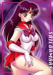 bishoujo_senshi_sailor_moon clothes color female female_only hair human long_hair piercing purple_hair rei_hino sailor_mars senbata-rou side_view solo straight_hair tagme