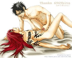 2boys abarai_renji black_hair bleach cum gay hisagi_shuuhei naorin nude red_hair renji_abarai shuhei_hisagi tagme tattoo yaoi